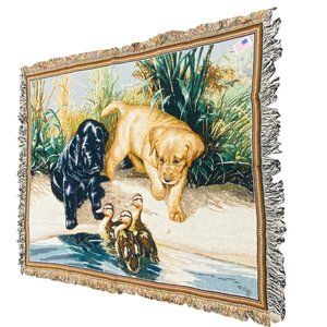 The Next Generation Black and Yellow Labrador Puppies Tapestry Afghan Throw